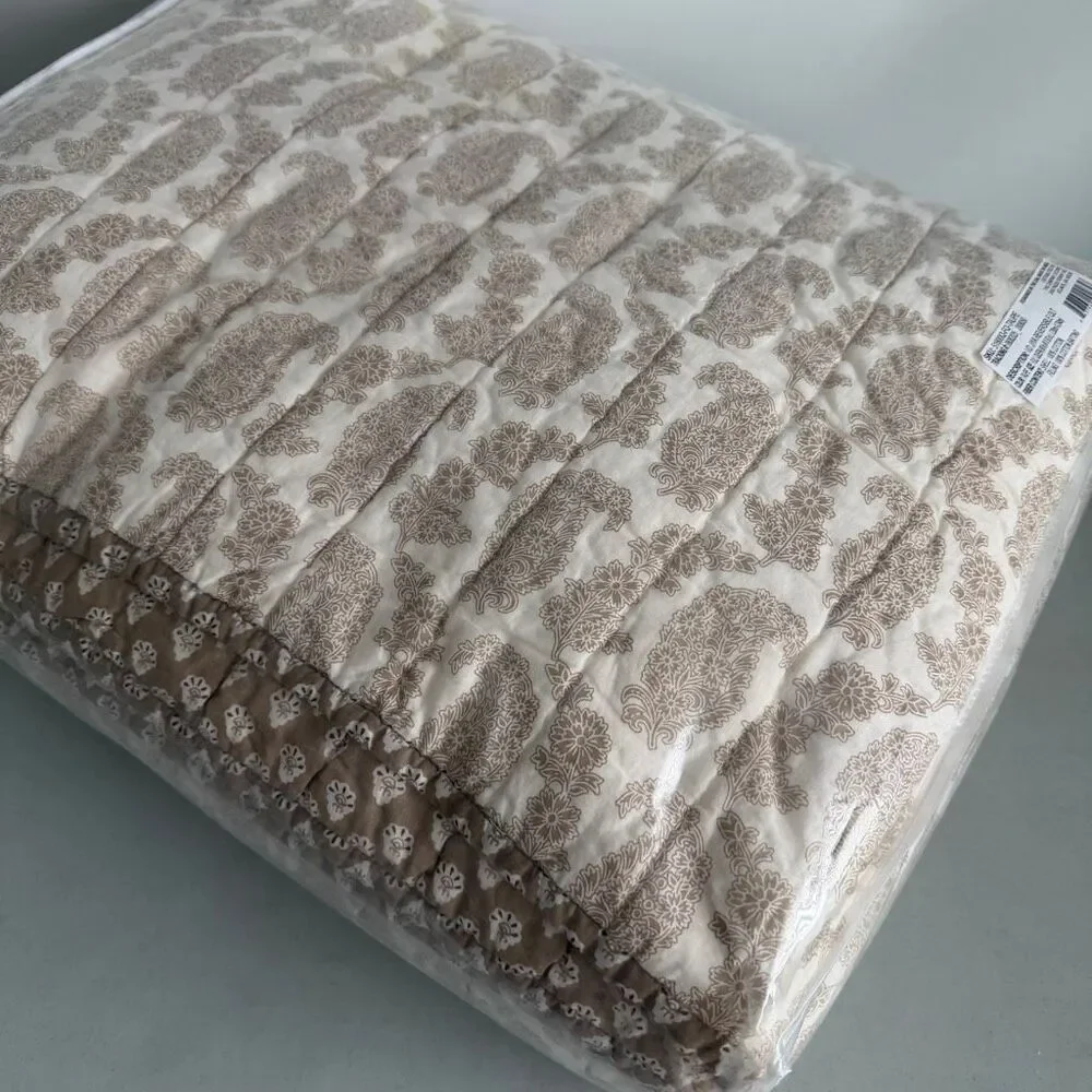 The Company Store VILLA D’ASCOLI Jiya Reversible Quilt - Taupe, Full/Queen New